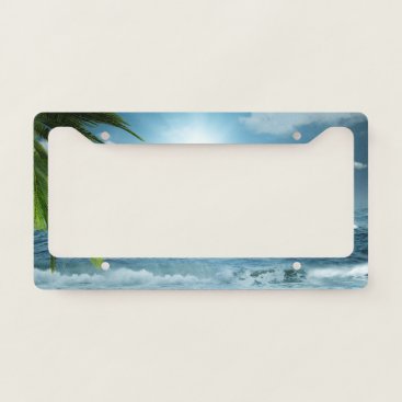 Tropical Beach License Plate Frame