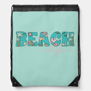 Tropical Beach Life Drawstring Bag