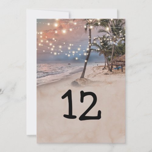 Tropical Beach Lights 5x7 Table Number