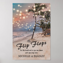 Tropical Beach Lights Flip Flops Wedding Poster