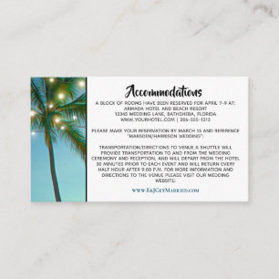 Tropical Beach Lights Ombre Wedding Accommodations Enclosure Card
