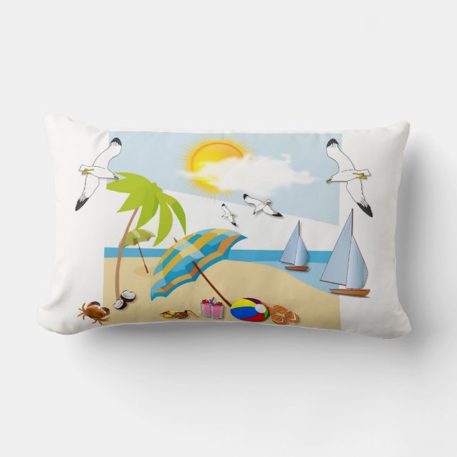 Tropical Beach Lumbar Pillow (Front)