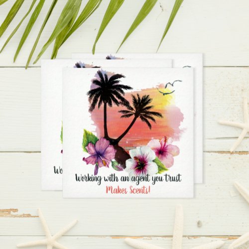 Tropical Beach Makes Scents Real Estate Note Card