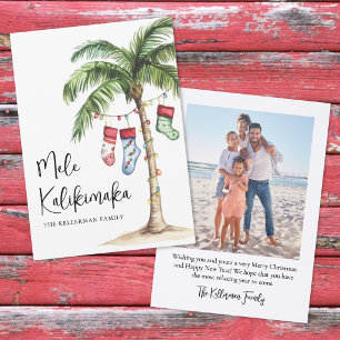 Tropical Beach Mele Kalikimaka Christmas Holiday Letterpress Photo Cards