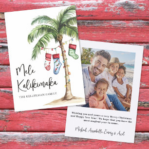 Tropical Beach Mele Kalikimaka Christmas Letterpress Photo Cards