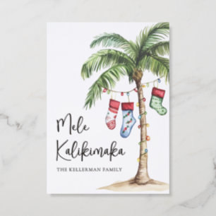 Tropical Beach Mele Kalikimaka Christmas Letterpress Photo Cards