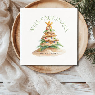 Tropical Beach Mele Kalikimaka Christmas Tree  Napkins