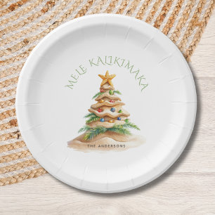 Tropical Beach Mele Kalikimaka Christmas Tree Paper Plates