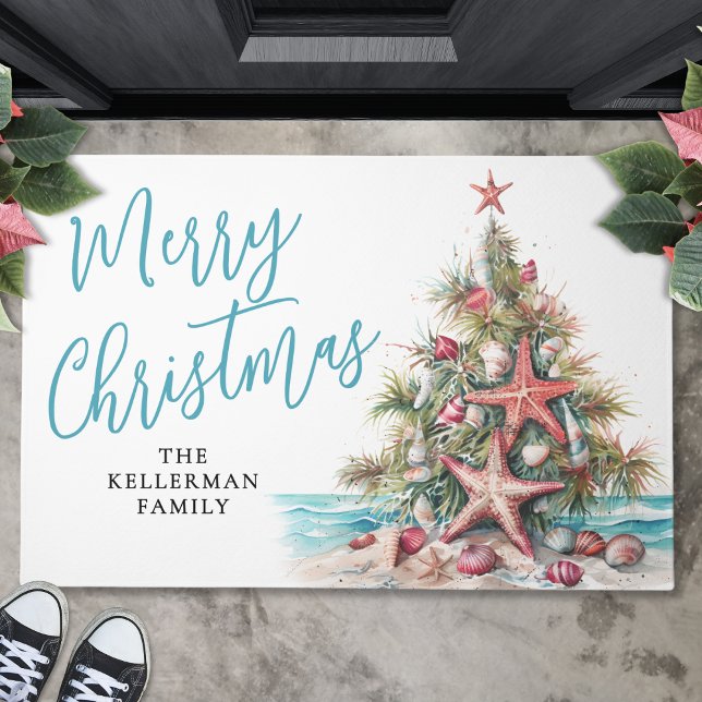Tropical Beach Merry Christmas Doormat (Tropical Beach Merry Christmas Doormat )