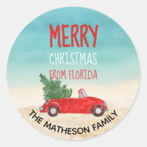 Tropical Beach Merry Christmas Florida Holiday Classic Round Sticker