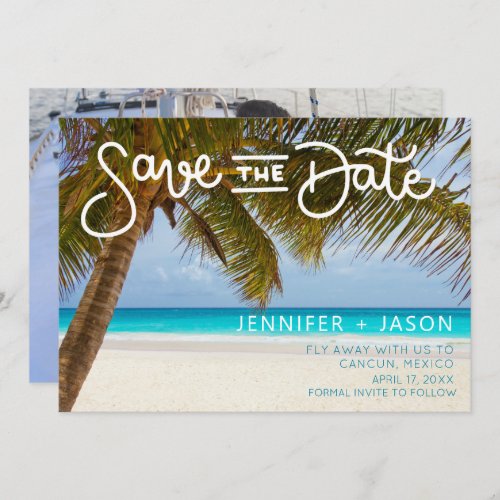 Tropical Beach Mexico Wedding Save The Date