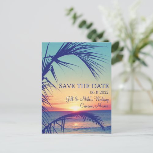 Tropical Beach Mexico Wedding Save the Date Announcement Postcard