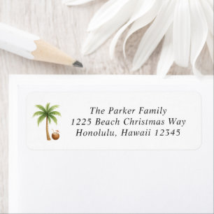 Tropical Beach Modern Christmas Return Address Label