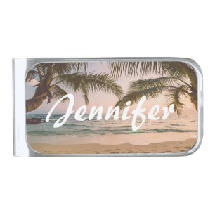Tropical Beach Monogram Money Clip