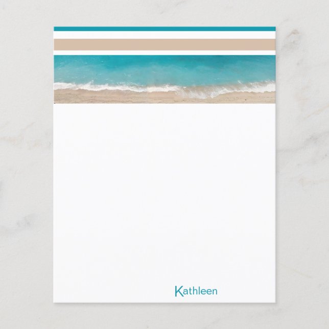 Tropical Beach Monogram Personalized Stationery (Front)