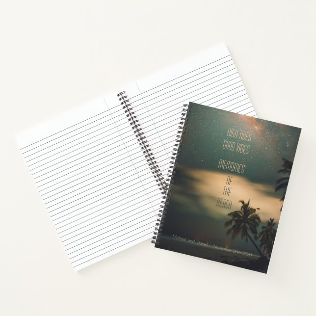Tropical Beach Moonlight Memories Quote &Names Notebook (Inside)