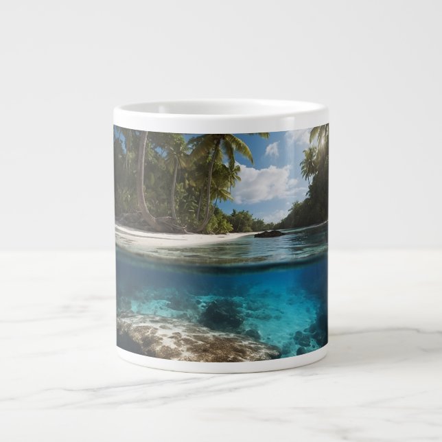 Tropical Beach Mug - Split View Ocean Mug - Above  (Front)