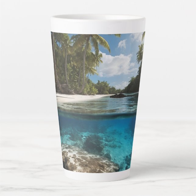 Tropical Beach Mug - Split View Ocean Mug - Above  (Front)