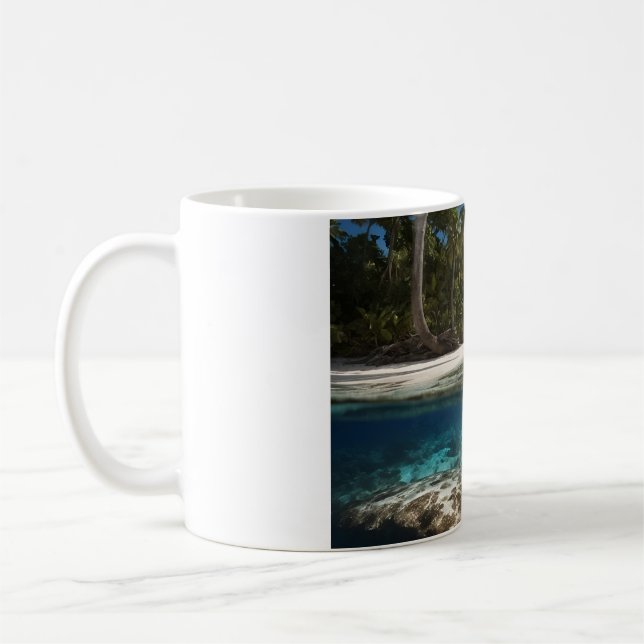 Tropical Beach Mug - Split View Ocean Mug - Above  (Left)