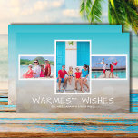Tropical Beach Multi Photo Christmas Holiday Card<br><div class="desc">Share your favorite beach vacation or warm weather photos with this fun tropical beach sand and sea Christmas holiday card with your message in chic white lettering. Select Matte for heaviest paper and high definition for best print quality.</div>
