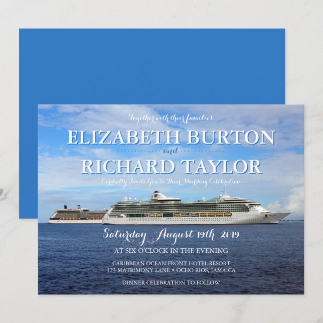 Tropical Beach Nautical Wedding Cruise Invitation (Front/Back)