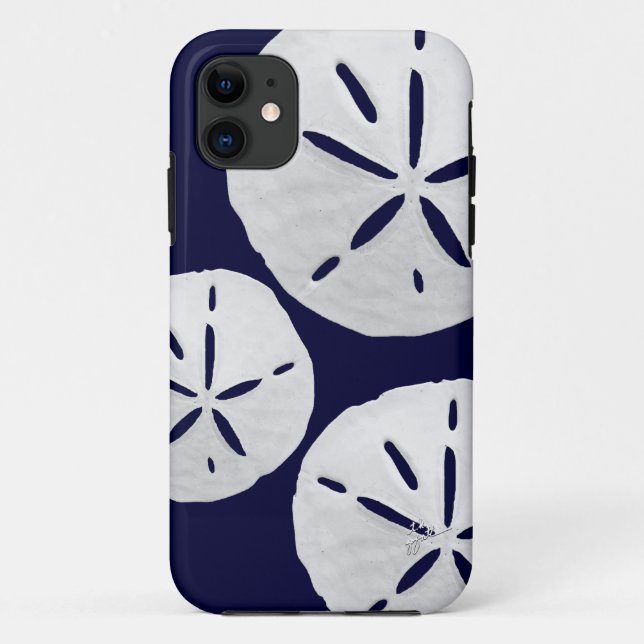 Tropical Beach Navy Blue White Sand Dollars Case-Mate iPhone Case (Back)