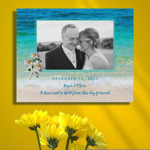 Tropical Beach Newlywed Photo Keepsake Gift Faux Canvas Print