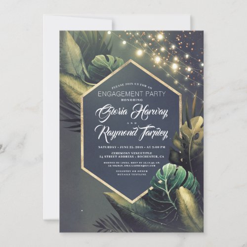 Tropical Beach Night Engagement Party Invitation