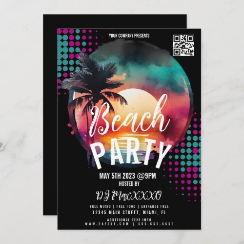 Tropical Beach Night Event Party Bar Club Flyer Invitation