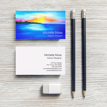 Tropical Beach Ocean Abstract Business Card by Indiamoss at Zazzle
