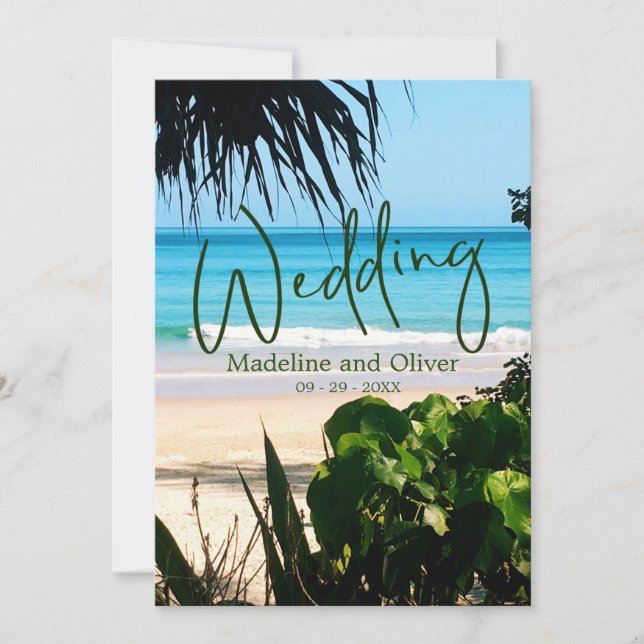 Tropical Beach Ocean Blue Destination Wedding Invitation (Front)