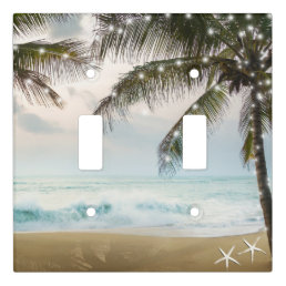 Tropical Beach Ocean Palm Trees &amp; Lights Light Switch Cover