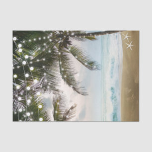 Tropical Beach Ocean Palm Trees & Lights Wedding Tissue Paper
