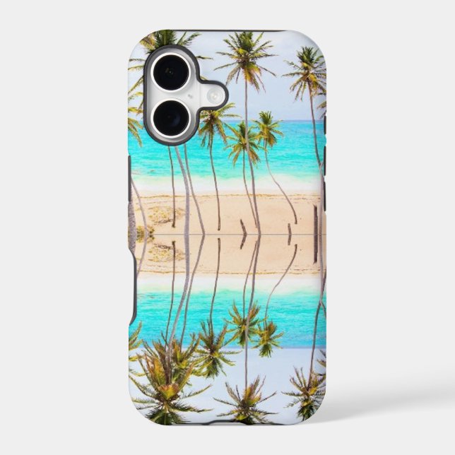 Tropical Beach Ocean Palms with Reflection Iphone Case (Back)