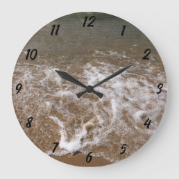 Tropical Beach Ocean Sea Waves Photo Scenic Cool Large Clock