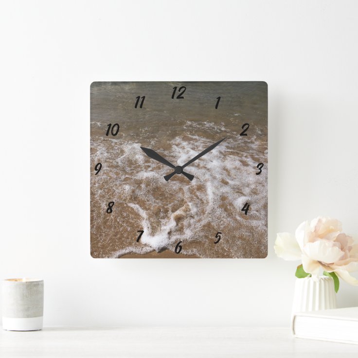 Tropical Beach Ocean Sea Waves Photo Scenic Cool Square Wall Clock | Zazzle