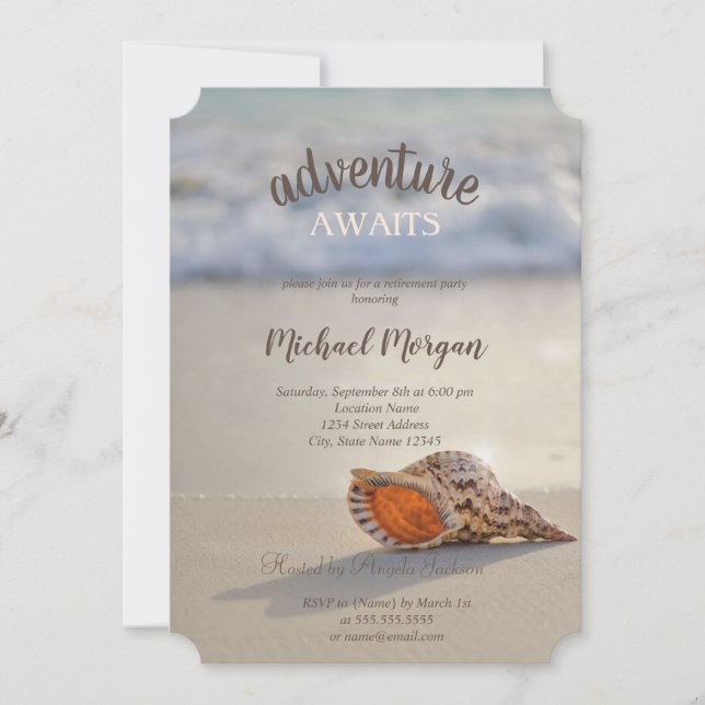 Tropical Beach Ocean Seashell Retirement Party Invitation (Front)