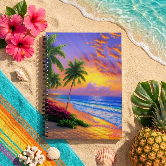 Tropical Beach, Ocean Sunset Notebook (Creator Uploaded)