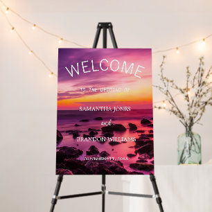 Tropical Beach Ocean Waves Wedding Welcome Sign