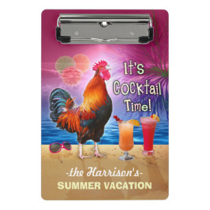 Tropical Beach or Cruise Vacation Funny Rooster Mini Clipboard