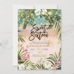 tropical beach orchid sweet 16 invitation