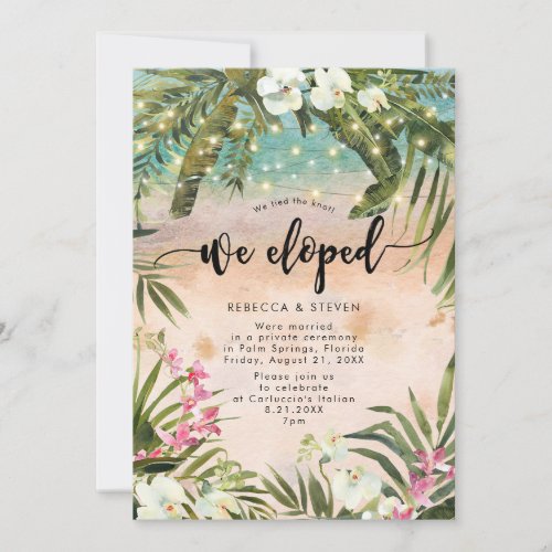 tropical beach orchids we eloped invitation
