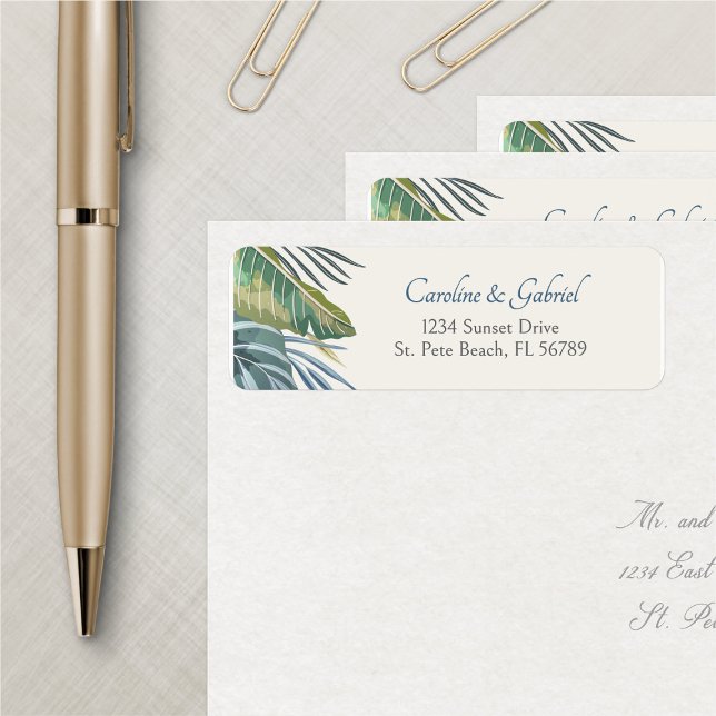 Tropical Beach Palm Address Label (Creator Uploaded)