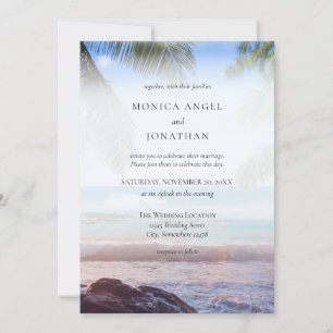 Tropical Beach Palm Destination Wedding Invitation