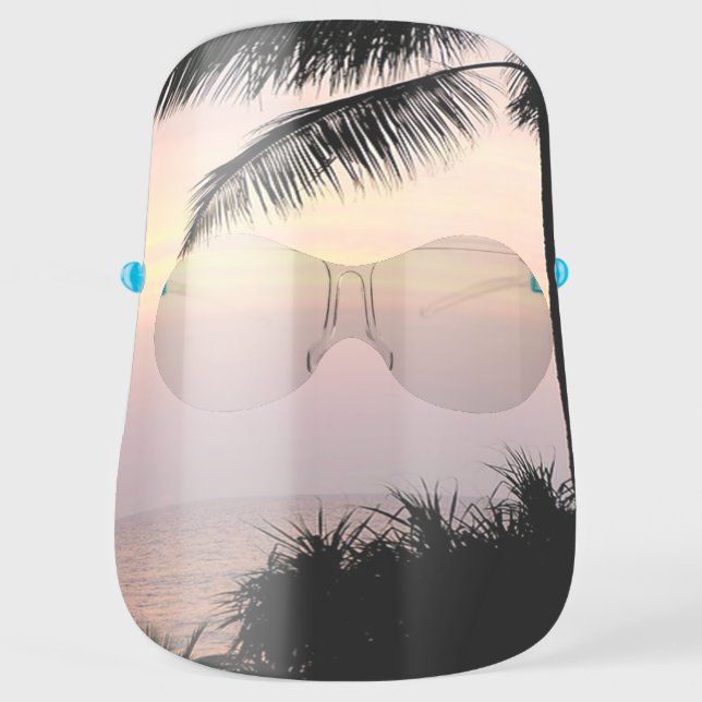 Tropical Beach,Palm Face Shield (Front)