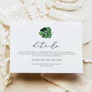 Tropical Beach Palm Leaf Details Insert Card
