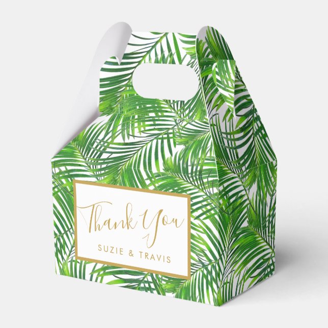Tropical Beach Palm Leaves Greenery Favor Boxes (Front Side)
