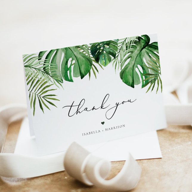 Tropical Beach Palm Leaves Luau Themed Thank You Card (Creator Uploaded)