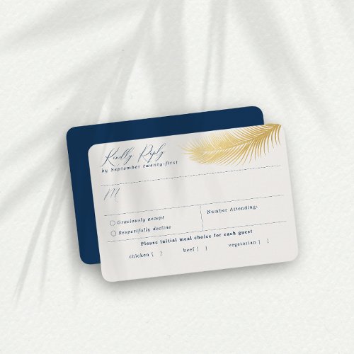 Tropical Beach Palm Navy Meal Choice RSVP Card