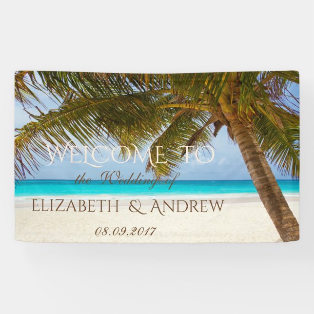 Tropical Beach,Palm,Ocean,sand  Wedding Banner (Horizontal)